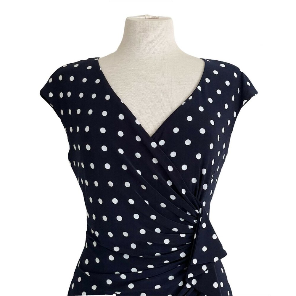 American Living Retro Pin Up Navy Polka Dot Dress - Picture 3 of 9